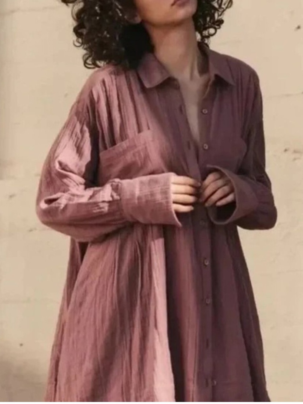Free People The Voyager Shirtdress mauve gauze. Sz XS. NEW - Picture 2 of 6